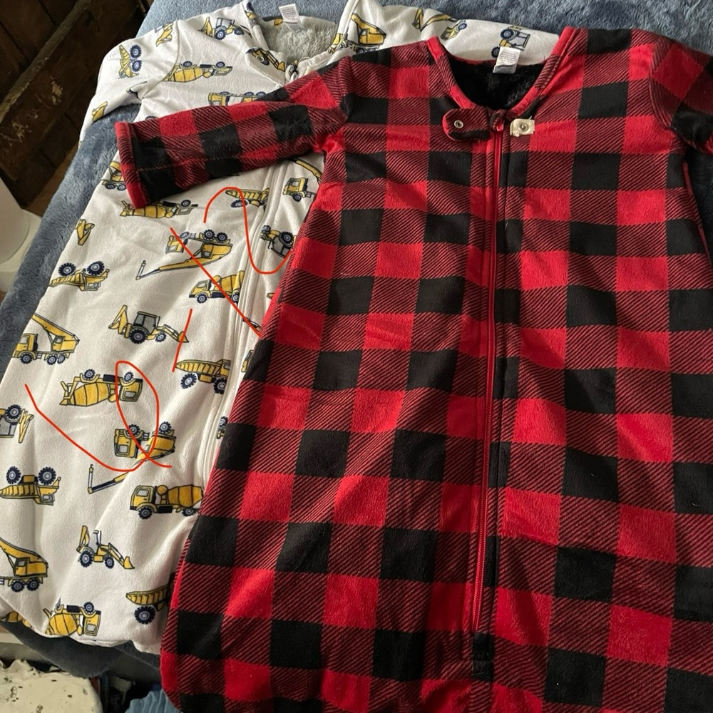 Hudson Baby Red Plaid and Construction Sleep Sacks
